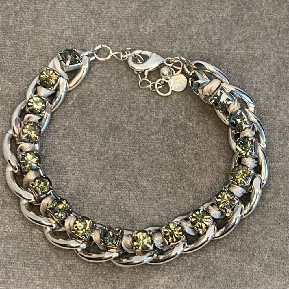 MARKS & Spencer silvertone crystal rhinestone chain bracelet